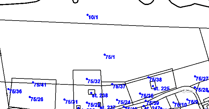 Parcela st. 75/1 v KÚ Kalek, Katastrální mapa