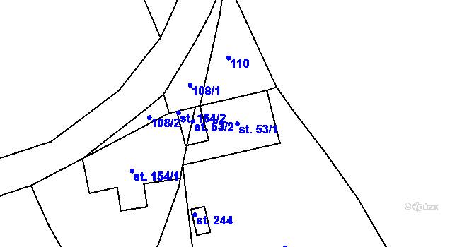 Parcela st. 53/1 v KÚ Kalek, Katastrální mapa