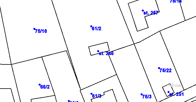 Parcela st. 246 v KÚ Kalek, Katastrální mapa