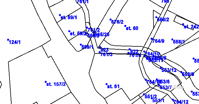 Parcela st. 761/3 v KÚ Kalek, Katastrální mapa
