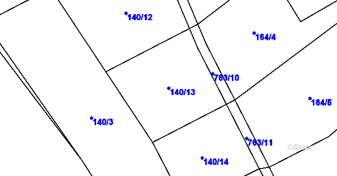 Parcela st. 140/13 v KÚ Kalek, Katastrální mapa