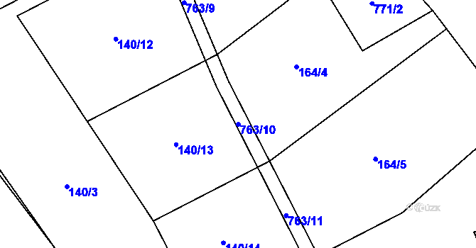 Parcela st. 763/10 v KÚ Kalek, Katastrální mapa