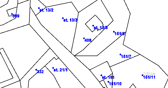 Parcela st. 13/1 v KÚ Načetín u Kalku, Katastrální mapa