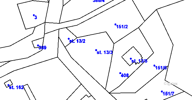 Parcela st. 13/3 v KÚ Načetín u Kalku, Katastrální mapa