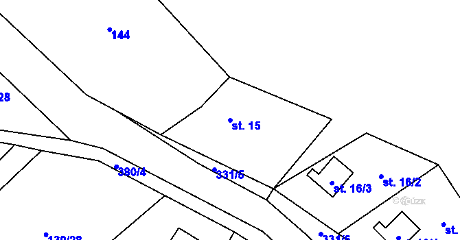 Parcela st. 15 v KÚ Načetín u Kalku, Katastrální mapa