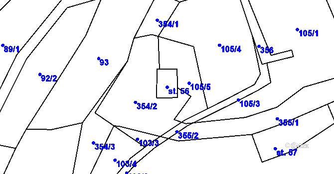 Parcela st. 56 v KÚ Načetín u Kalku, Katastrální mapa