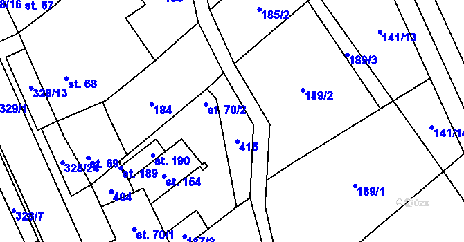 Parcela st. 70/3 v KÚ Načetín u Kalku, Katastrální mapa