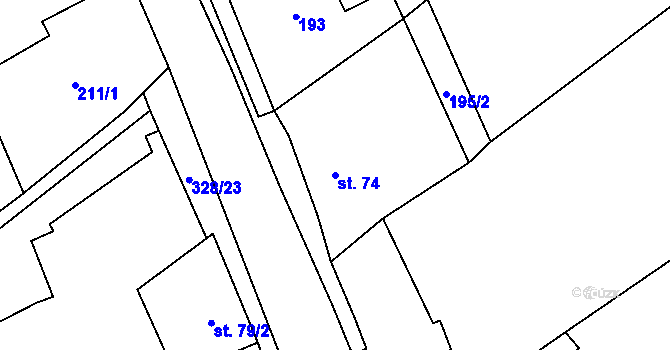 Parcela st. 74 v KÚ Načetín u Kalku, Katastrální mapa