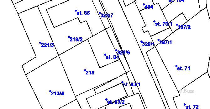 Parcela st. 84 v KÚ Načetín u Kalku, Katastrální mapa