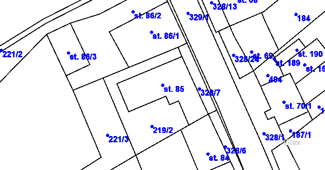 Parcela st. 85 v KÚ Načetín u Kalku, Katastrální mapa