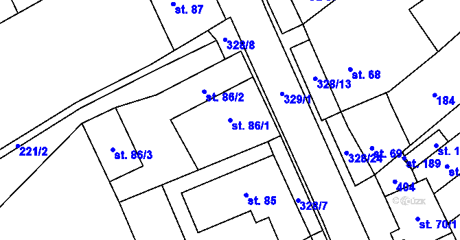 Parcela st. 86/1 v KÚ Načetín u Kalku, Katastrální mapa