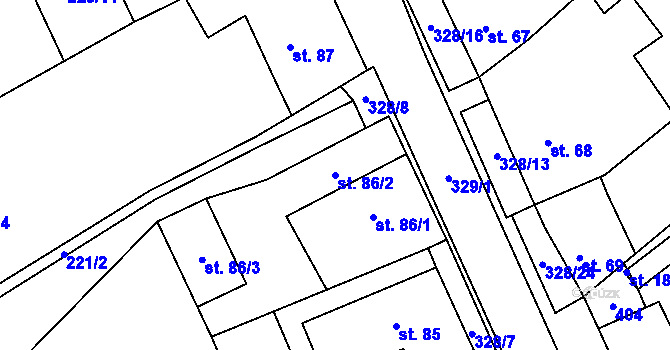 Parcela st. 86/2 v KÚ Načetín u Kalku, Katastrální mapa
