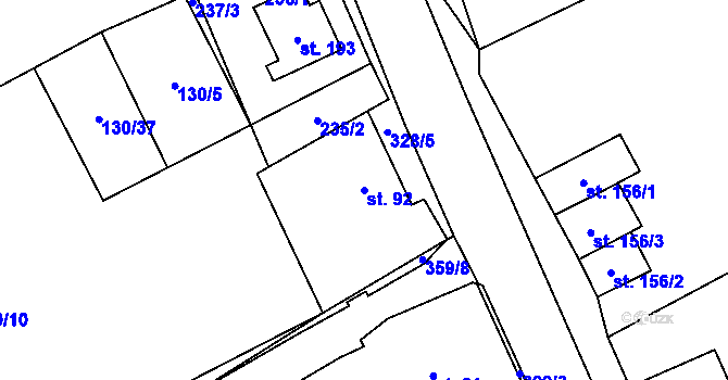 Parcela st. 92 v KÚ Načetín u Kalku, Katastrální mapa