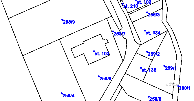 Parcela st. 103 v KÚ Načetín u Kalku, Katastrální mapa