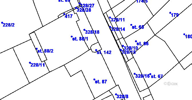 Parcela st. 142 v KÚ Načetín u Kalku, Katastrální mapa