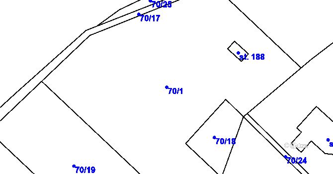 Parcela st. 70/1 v KÚ Načetín u Kalku, Katastrální mapa