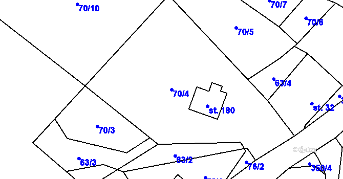 Parcela st. 70/4 v KÚ Načetín u Kalku, Katastrální mapa