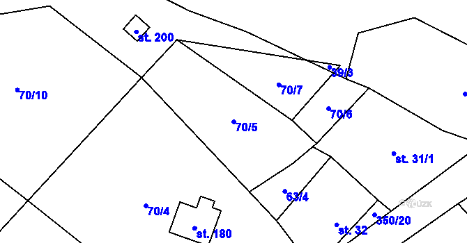 Parcela st. 70/5 v KÚ Načetín u Kalku, Katastrální mapa