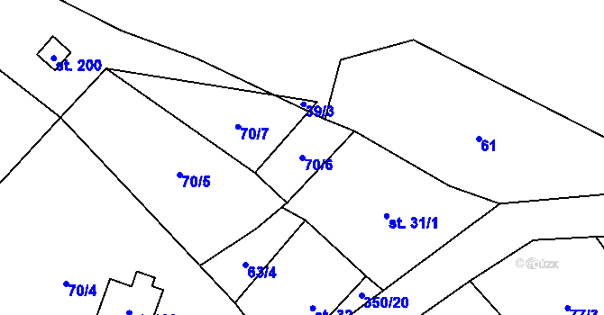 Parcela st. 70/6 v KÚ Načetín u Kalku, Katastrální mapa
