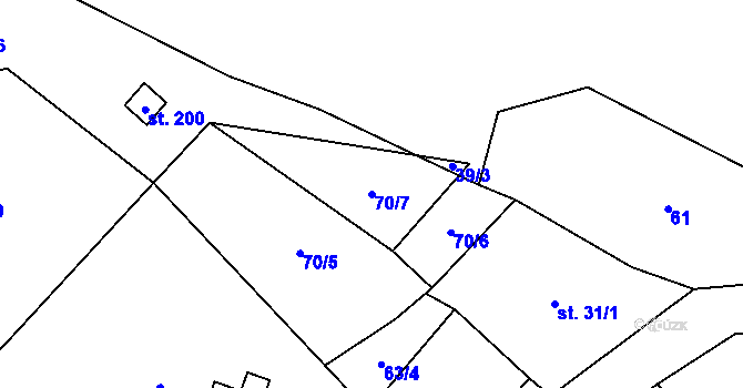 Parcela st. 70/7 v KÚ Načetín u Kalku, Katastrální mapa