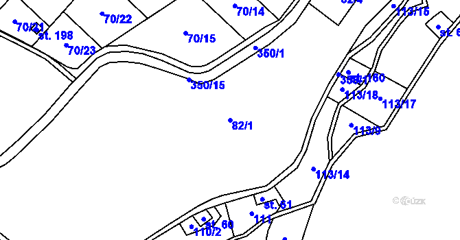 Parcela st. 82/1 v KÚ Načetín u Kalku, Katastrální mapa