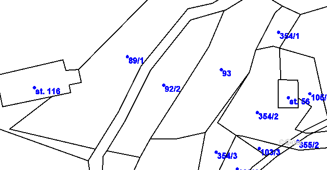 Parcela st. 92/2 v KÚ Načetín u Kalku, Katastrální mapa