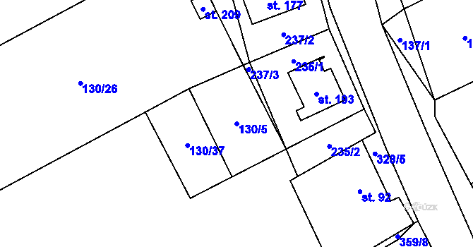 Parcela st. 130/5 v KÚ Načetín u Kalku, Katastrální mapa