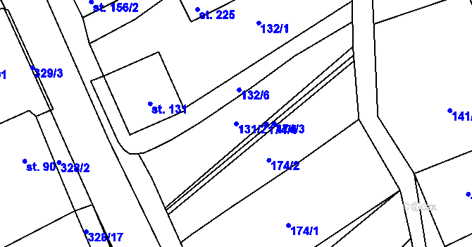Parcela st. 131/2 v KÚ Načetín u Kalku, Katastrální mapa