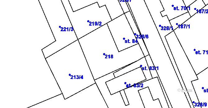 Parcela st. 218 v KÚ Načetín u Kalku, Katastrální mapa