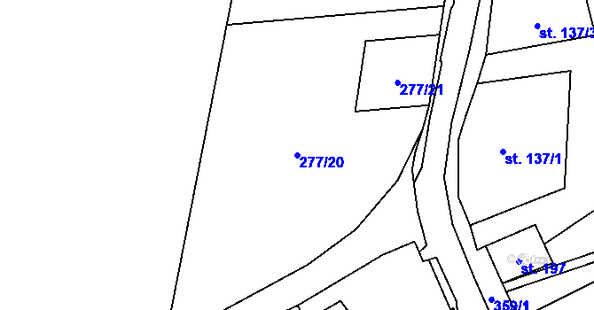 Parcela st. 277/20 v KÚ Načetín u Kalku, Katastrální mapa
