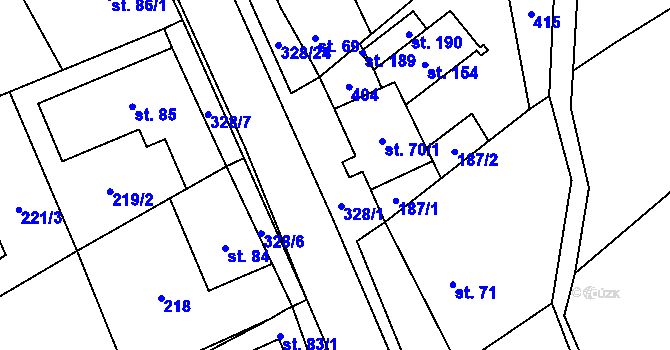 Parcela st. 328/1 v KÚ Načetín u Kalku, Katastrální mapa