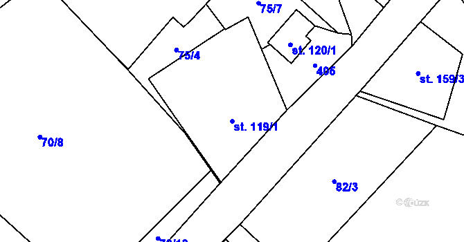Parcela st. 119/1 v KÚ Načetín u Kalku, Katastrální mapa