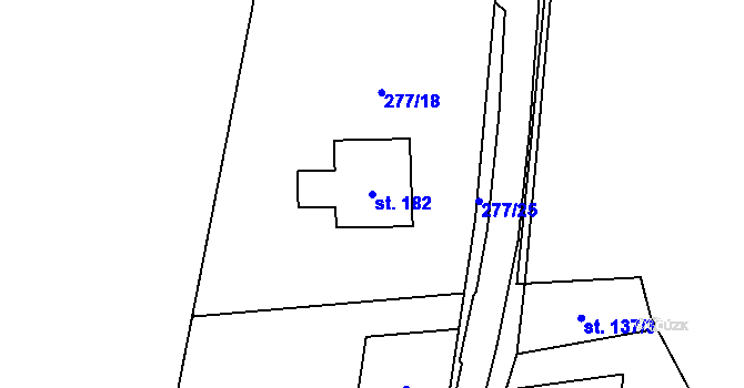 Parcela st. 182 v KÚ Načetín u Kalku, Katastrální mapa