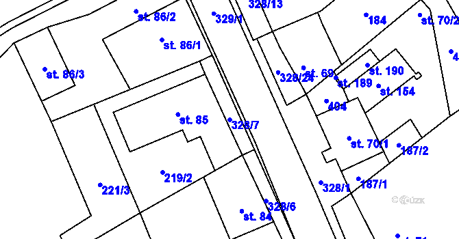 Parcela st. 328/7 v KÚ Načetín u Kalku, Katastrální mapa