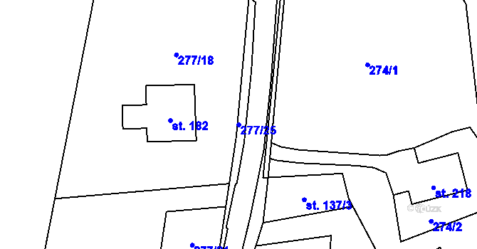 Parcela st. 277/25 v KÚ Načetín u Kalku, Katastrální mapa