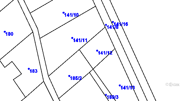 Parcela st. 141/12 v KÚ Načetín u Kalku, Katastrální mapa