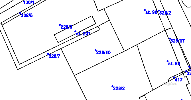 Parcela st. 228/10 v KÚ Načetín u Kalku, Katastrální mapa