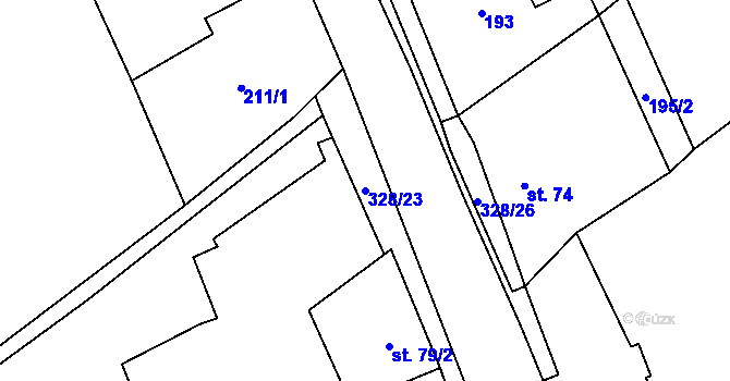 Parcela st. 328/23 v KÚ Načetín u Kalku, Katastrální mapa