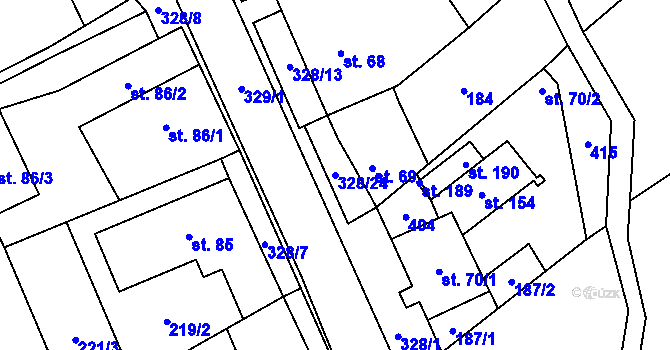Parcela st. 328/24 v KÚ Načetín u Kalku, Katastrální mapa