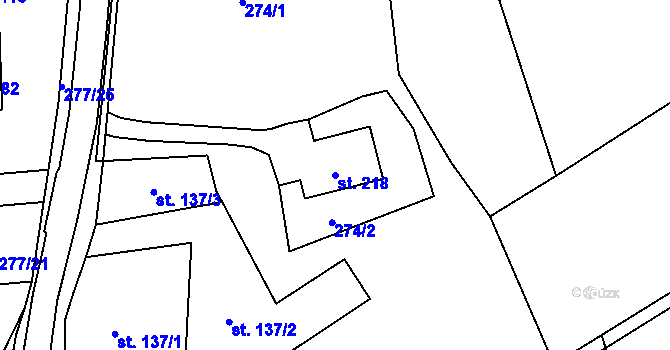 Parcela st. 218 v KÚ Načetín u Kalku, Katastrální mapa