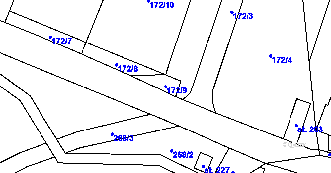 Parcela st. 172/9 v KÚ Načetín u Kalku, Katastrální mapa