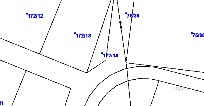 Parcela st. 172/14 v KÚ Načetín u Kalku, Katastrální mapa