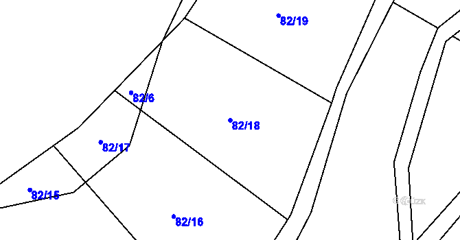 Parcela st. 82/18 v KÚ Načetín u Kalku, Katastrální mapa