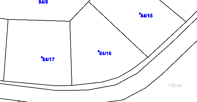 Parcela st. 84/16 v KÚ Načetín u Kalku, Katastrální mapa