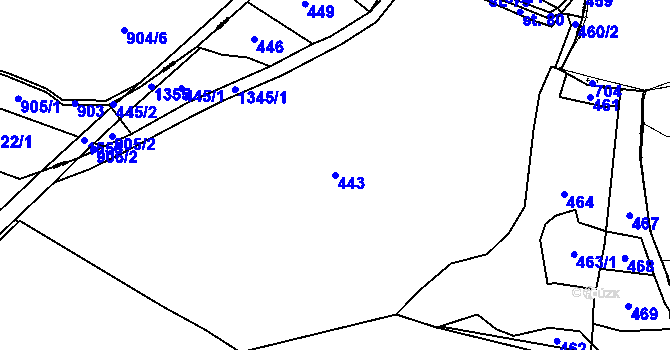 Parcela st. 443 v KÚ Kalenice, Katastrální mapa