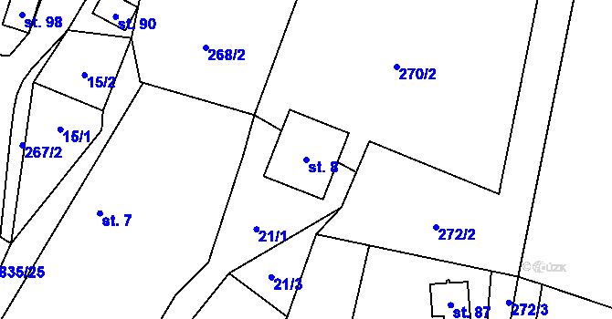 Parcela st. 8 v KÚ Kalhov, Katastrální mapa