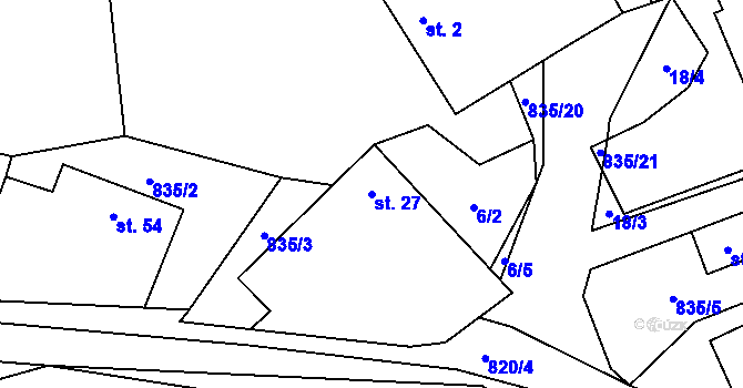 Parcela st. 27 v KÚ Kalhov, Katastrální mapa