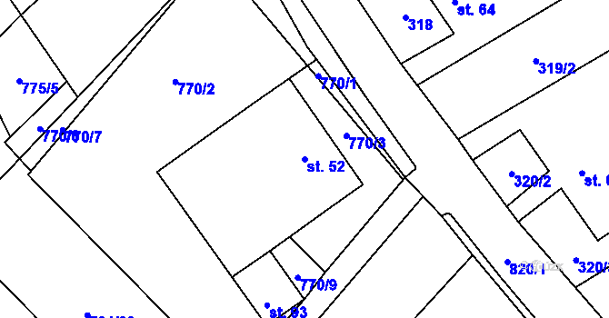Parcela st. 52 v KÚ Kalhov, Katastrální mapa