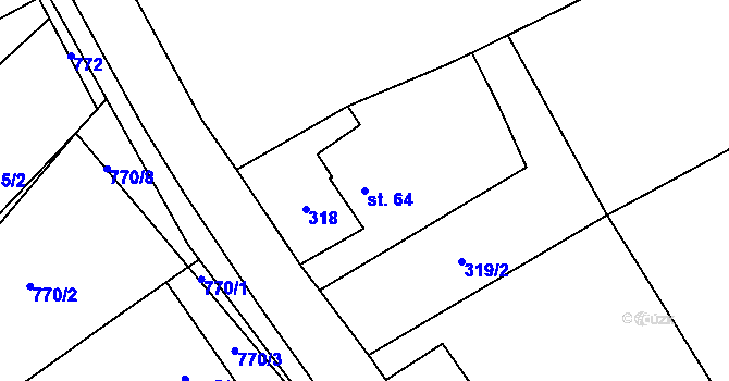 Parcela st. 64 v KÚ Kalhov, Katastrální mapa