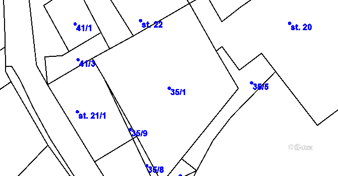 Parcela st. 35/1 v KÚ Kalhov, Katastrální mapa